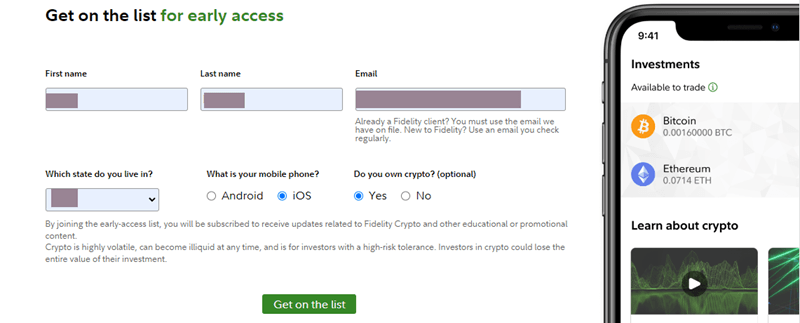 fidelity crypto early access