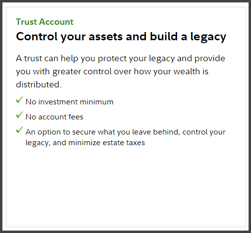 fidelity trust account features