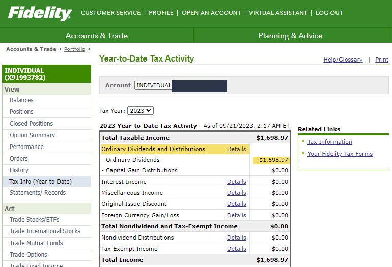 How To Find Total Dividend And Projected On Fidelity