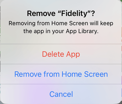 remove fidelity app iphone