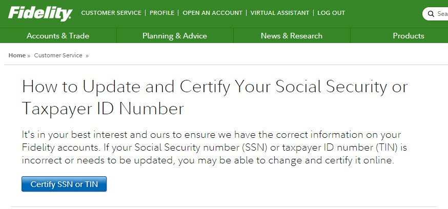 verify ssn tin fidelity