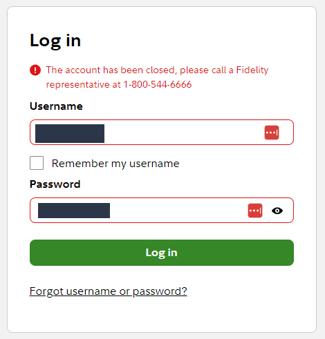 fidelity account closed